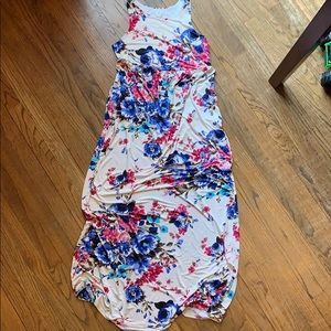 Cream Floral Maternity Maxi Dress